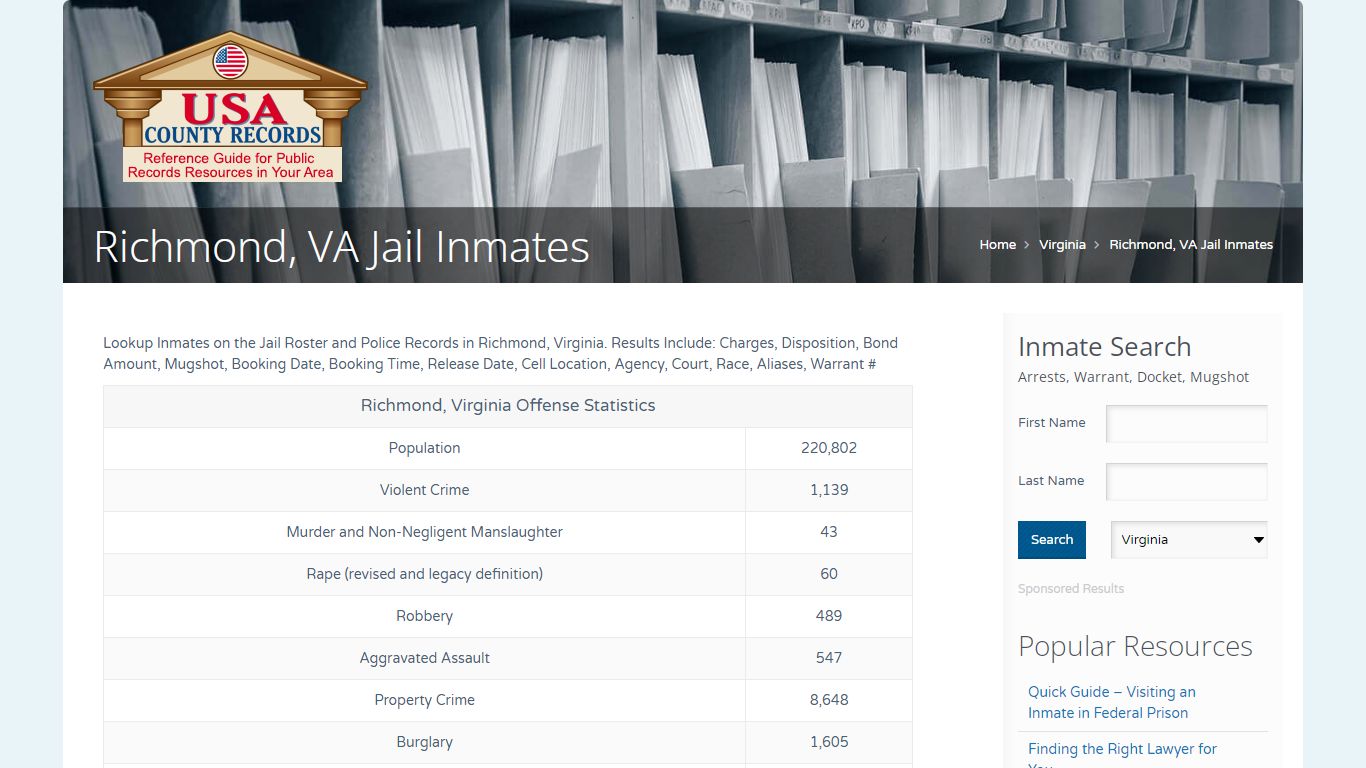 Richmond, VA Jail Inmates | Name Search