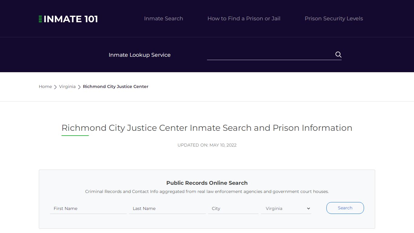 Richmond City Justice Center Inmate Search, Visitation ...